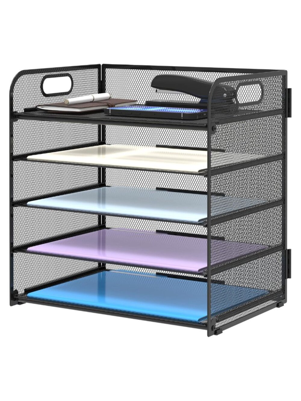 5-Tier Metal Mesh Paper Organizer Letter Tray Desk File Holder